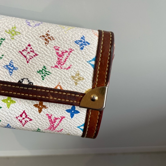 Louis Vuitton White Multicolore Porte Monnaie Plat Coin Purse - Picture 2 of 9